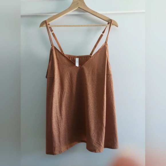 (2) Cacique 22-24 shimmer Camisole tanks Rust Orange & Black New - Picture 5 of 9